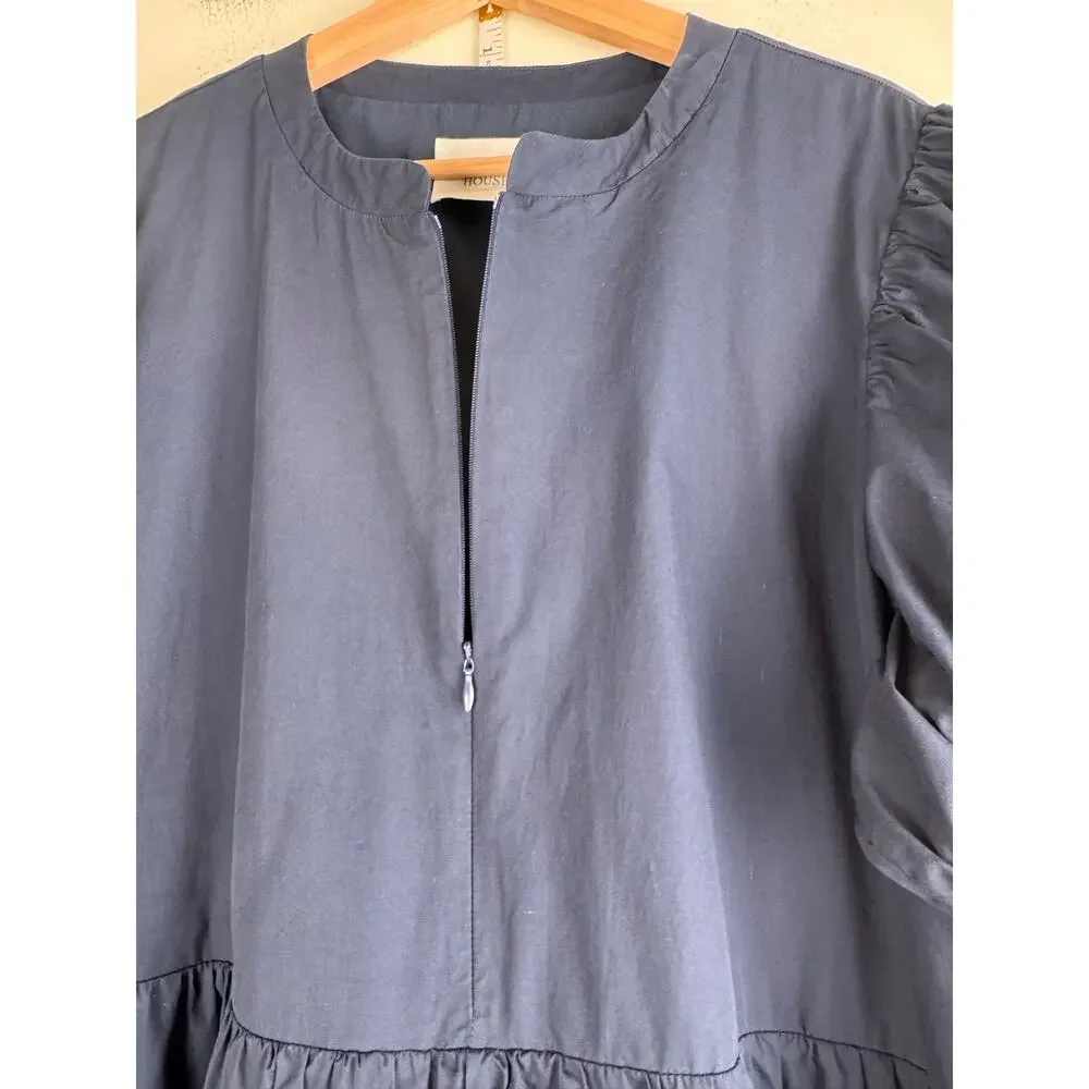 Hyacinth House Ellie Puff Sleeve Zip Front Mini Dress Navy XXL Tuckernuck - Picture 9 of 15
